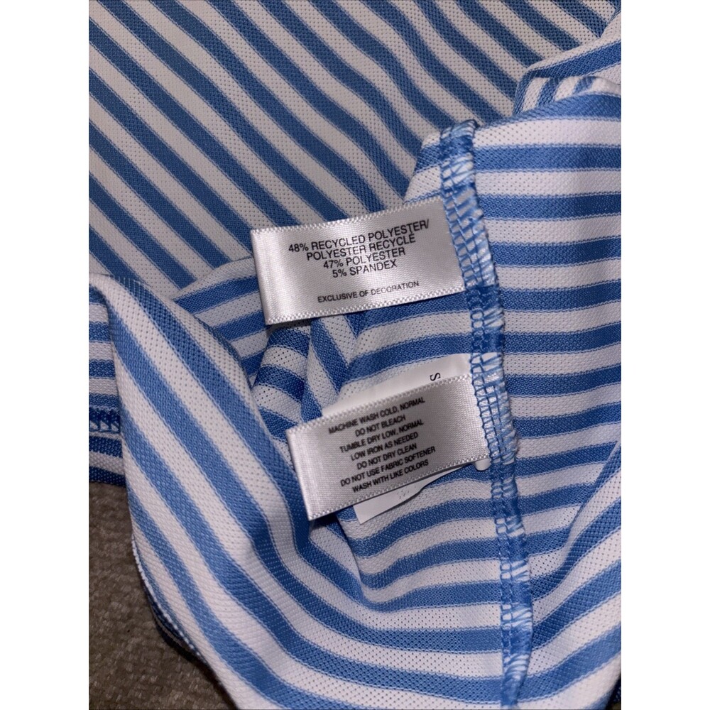 Cutter & Buck Polo Shirt Mens XXL Blue Stripe Performance Stretch NEW Oilmen's - Picture 9 of 9